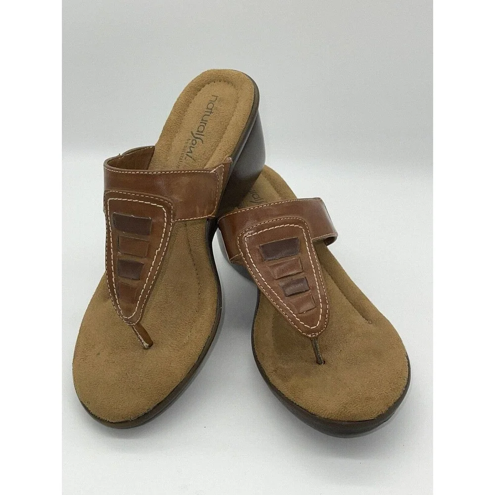 Women's Natural Soul by Naturalizer Brown Slip on Sandal with‎ Wedge Heel 7.5M